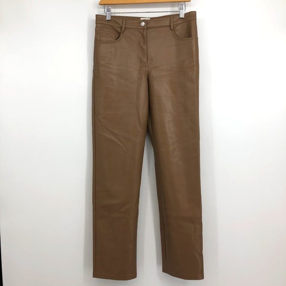 Aritzia Wilfred the Melina Vegan leather tan / camel pants size 6 - Picture 3 of 16